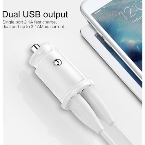 Universal Car Charger Mini Car Fast Charger QC3.0 3.1A Dual USB Port Phone Charger For Huawei Xiaomi Ipad Car Adapter