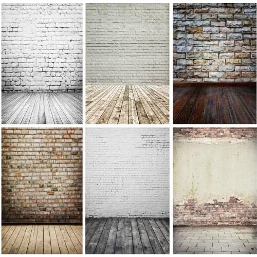 SHENGYONGBAO Vinyl Custom Vintage Brick Wall Wooden Floor Photography Backdrops Photo Background Studio Prop 21712 YXZQ-01