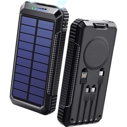 40800mAh Solar Power Bank 15W Qi Wireles Charger with Cable For Samsung S20 iPhone 12 Xiaomi PD40W Fast Charge Battery Poverbank