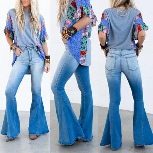 Flare Jeans Women High Waist Clothes Vintage Stretch Denim Pants 2021 Fashion Stretch Plus Size Trousers Casual Wide Leg Jean