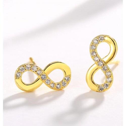 8-shaped Earrings For Women Earing Gold Silver Color Earings Jewelry Fashion Zircon Earring Lucky Number Crystal Stud Earrings