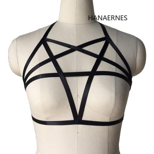 Harajuku Lingerie Belt Women Bra Garters Leather Harness Adjustable HARNESS BRA Bondage Cage Bra Women Punk Goth Rave bra