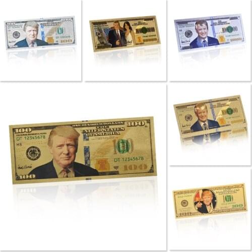 WR Gold Banknote Donald Trump 45th President of American Gold Foil Banknote with Stand Collection Promotion Gift Home Decor