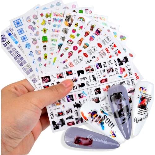 1pcs Cute Fruit Flower Designs Nails Art Stickers Manicure Water Decal Nail Transfer Adhesive Sliders Manicure Tools Decoration