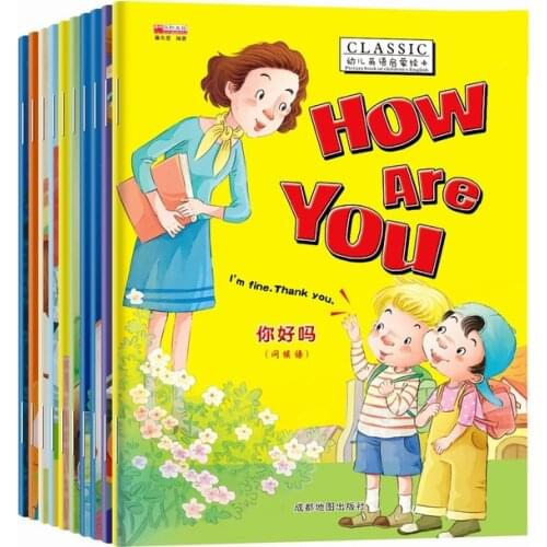 10 Books/Set English Picture Book Reading English Enlightenment Story Bilingual Picture Book for Children Age 2-6 Years Old