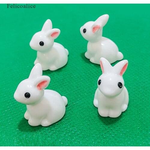 10pcs 3D Mini Cute Rabbits Animals Miniature Figurine Ornaments For Home Garden Easter Decor Slime Charms