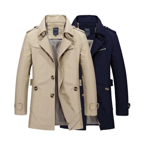 2020 new trench coat men autumn spring jacket overcoat thin cloak top coat casual cotton windbreaker mens jacket Slim Fit Design
