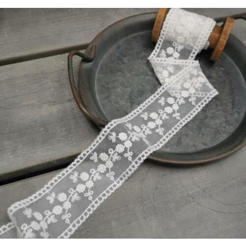 3 Yards/lot Width 2cm Water Soluble Lace Trim Embroidery Pink Flower Green Leaves Lace Ribbon DIY Dress Sewing Decor Accessories