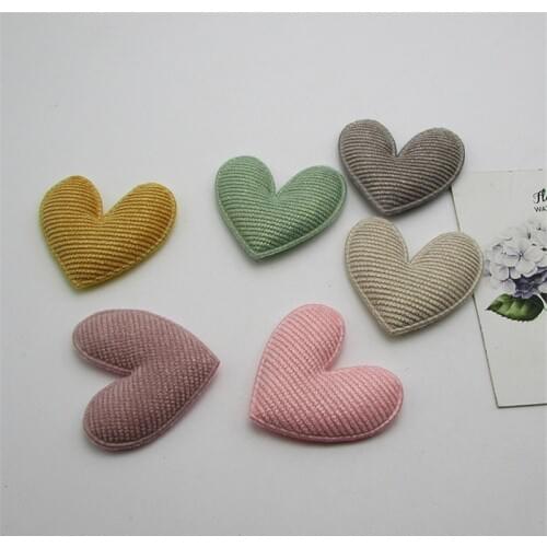 30pcs/lot 5cm Stripe Heart Pads Patches Appliques for Craft Clothes Sewing Supplies DIY Hair Clip Accessories