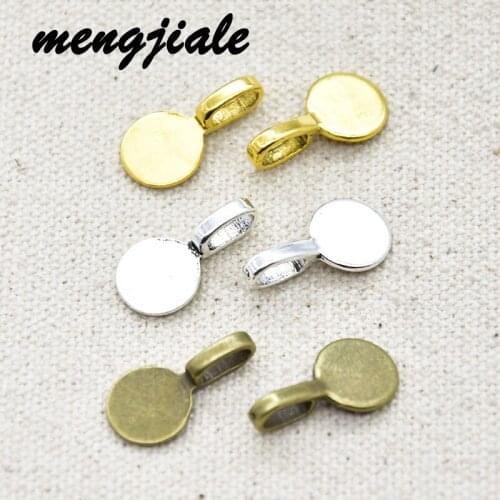 30pcs Wholesale Spoon DIY Round Leaf Jewelry Scrabble Glue On Earring Bails For Fitting Glass Cabochon Tiles Pendants 18*10mm