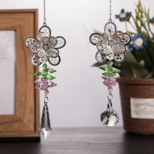 3D Metal Flower Pink Green Ball Pendants Chandelier Suncatchers For Home Office Garden Decoration Pendants Window Hanging
