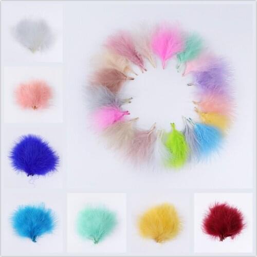 50/100pcs mint Dyed Turkey Feather Fluffy and soft Craft feathers for DIY Jewellery Decoration handwork fly tying material