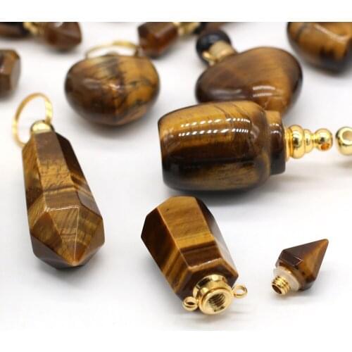 1PC High-quality Retro Natural Stone Semi-precious Stone Love Perfume Bottle Tiger Eye Pendant Pendant DIY Jewelry Lovers Gift