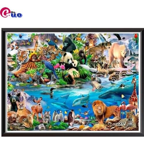 Diamants painting Animals Zoo Full drills diamond painting Rhinestone Mosaic Diamond panda lion dolphin 3d Cross Stitch