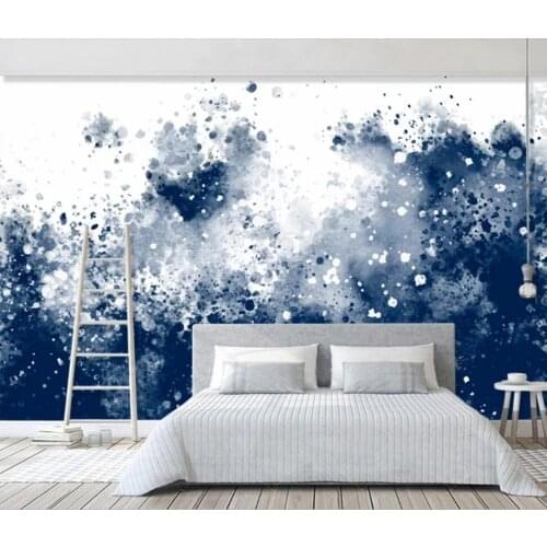 Bacal Contemporary contracted blue abstraction splashes ink Nordic Europe sofa TV setting wall decorates 3D wallpaper mural