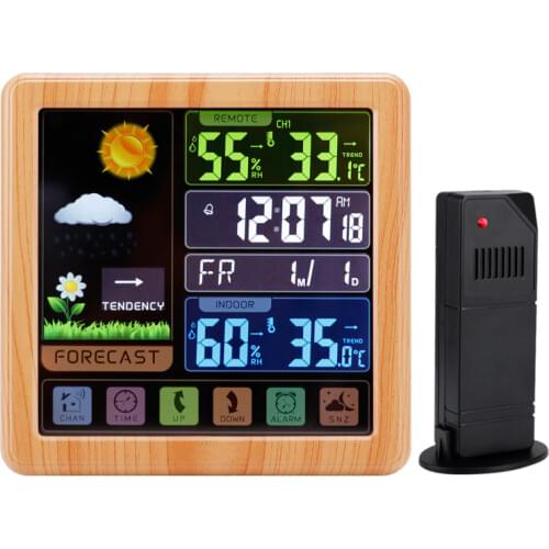 Wireless Weather Clock Multi Function Color Screen Creative Home Touch Thermometer Alarm Moisture Hygrometer higrometro