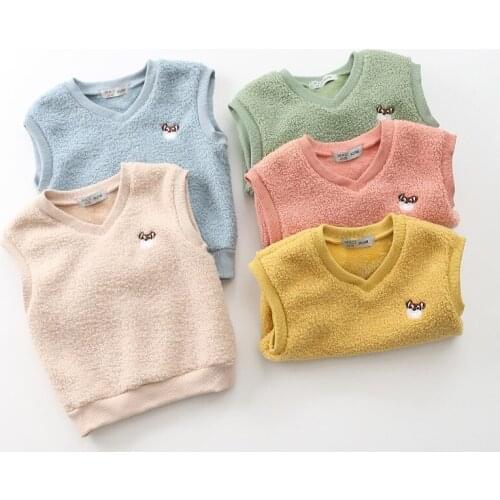 BBD Toddler Vest Boy Girl Baby Solid Autumn O-Neck Fleece Fashion Tops Delicate 3-4-5-6-7 Years Infant Costume New Clothes