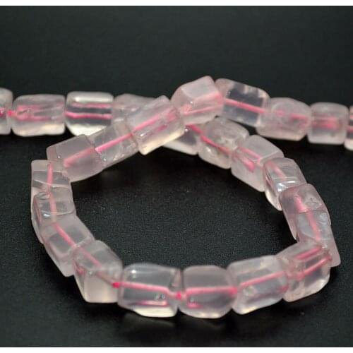 5 Strands Pink Gemstone Natural Rose Quartz 10x12mm Cubic Shape Strand Loose Beads DIY Good Lucky Jewelry Making Findings