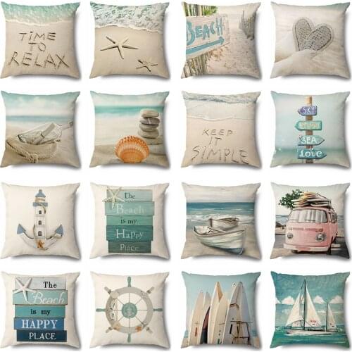 Artinlive Summer Beach Vacation Cushion Cover Hotel Car Model Decoration Home Party Favors Casual Gifts 45x45cm Pillowcase Cover