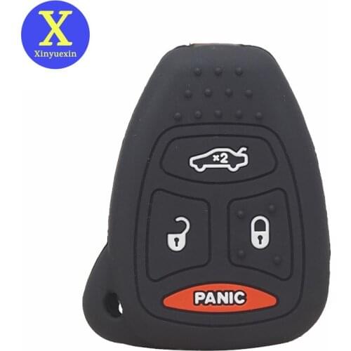 Xinyuexin Silicone Car Key Case Cover for Jeep Wrangler Compass Jeep Liberty CHRYSLER 300C 4 Buttons Remote Key Car Styling