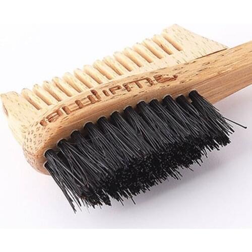 Q1QD Natural Bamboo Wood Double-sided Edge Control Brush Comb Eyebrow Grooming Brushes Kit Hair Salon Makeup Tool for Women Men