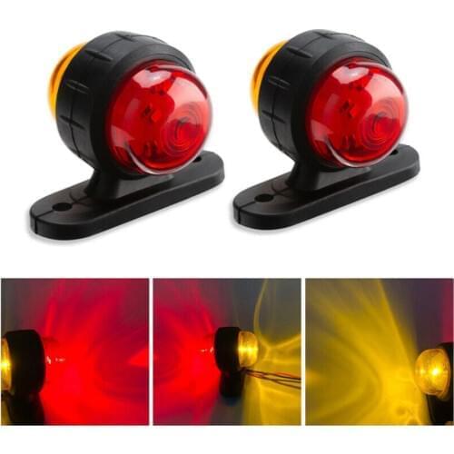 Fuleem 2PCS Auto Car Truck LED Side Marker Light Double Side Yellow Red Indicator Lamps Warning Lamp 12V 24V Waterproof