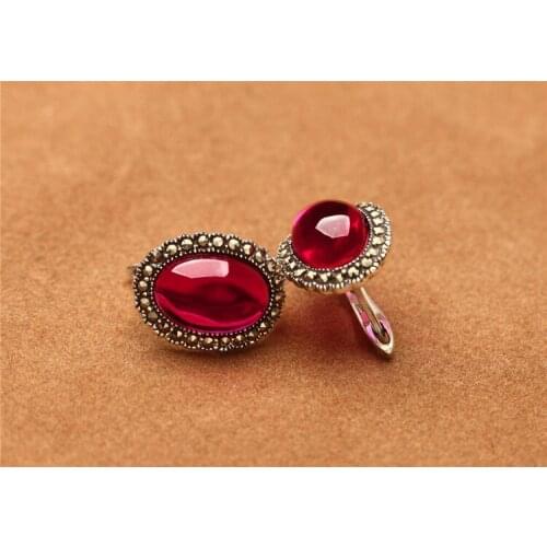 KJJEAXCMY fine jewelry 925 sterling silver inlaid with Red Jade Earrings