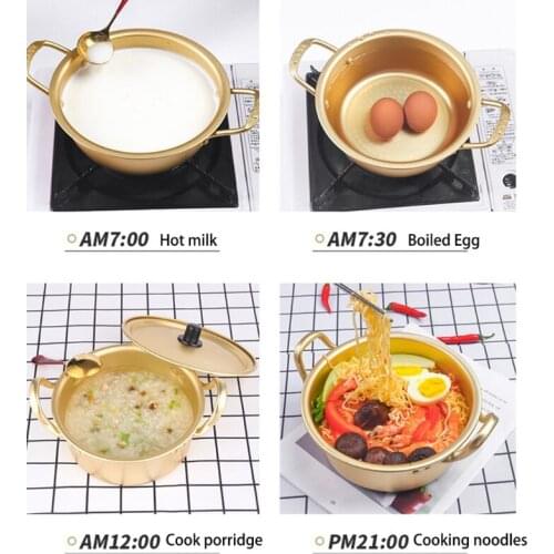 Ramen Noodle Pot Aluminum Cookware Stockpot with Lid Egg Soup Pot Cooking Tool