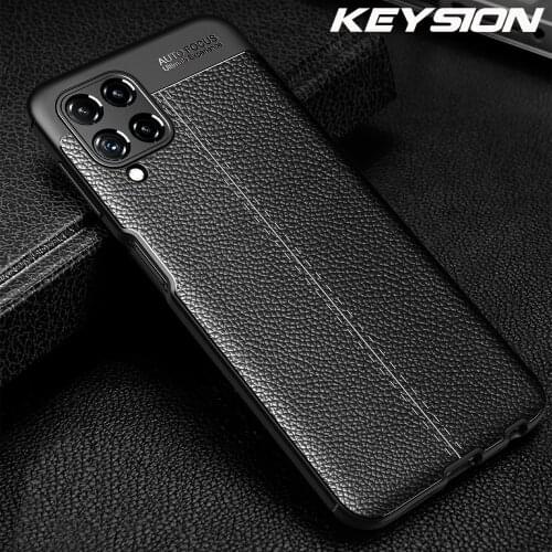 KEYSION Shockproof Case For Samsung M32 M12 M02S F12 F52 F02S leather texture soft silicone Phone back cove for Galaxy A22 A03S