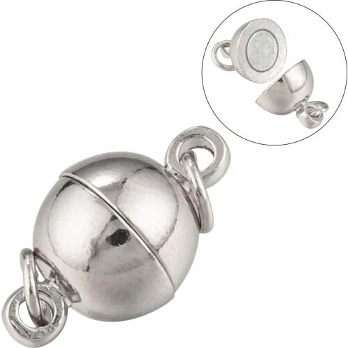 Metal brass magnetic clasps, nickel free, 14x8mm, hole: 2mm; jump ring: 4x0.7mm