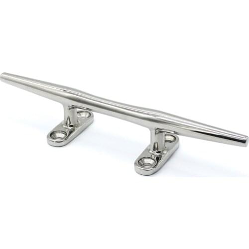 Marine Flat Top Low Silhouette Trimline Cleat 316 Boat Dock Deck Base Cleats 8 Inch Marine Stainless for Boat Kayak Yacht