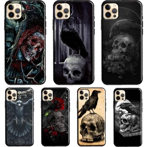 Crow Skull Raven Moonlight Soft Cover For iPhone 11 12 Pro Max XS XR X 12 mini SE 2020 5S 6S 7 8 Plus Phone Case