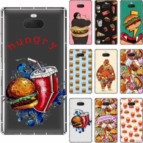 Chips Pizza food Hamburgers soft TPU Case For Sony Xperia X XA XA1 XA2 XA3 XZ XZ1 XZ2 XZ3 XZ4 L1 L2 L3 Plus Compeact