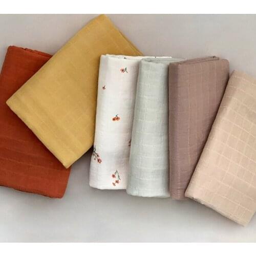 N7ME 120x120cm Baby Muslin Blanket Soft 2 Layers Gauze Infant Newborn Swaddle Wrap Sleepsack Stroller Cover