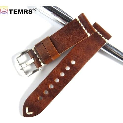 Genuine leather watch strap 20mm 22mm 24mm Retro Wrist Watch Band bracelet Belt Men Women Quality Watchband For Fossil Watch