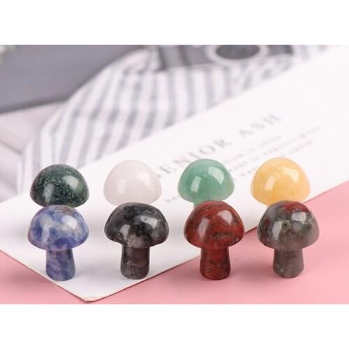 Natural stone crystal agate semi-precious stones 2CM mini mushroom flower pot fish tank decoration landscaping DIY accessories