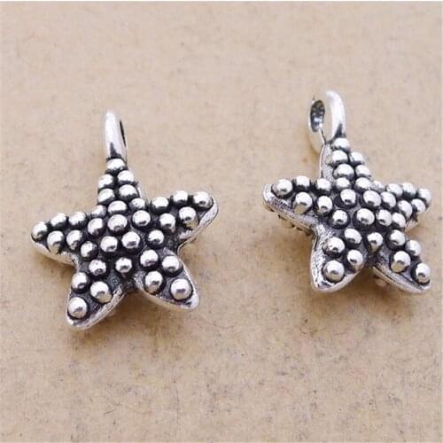 BULK 30 Zinc Alloy Tibetan Silver Plated 3D Star Charms Pendants for DIY Necklace Bracelet Making Wholesale Lots 13*17mm 1.7g