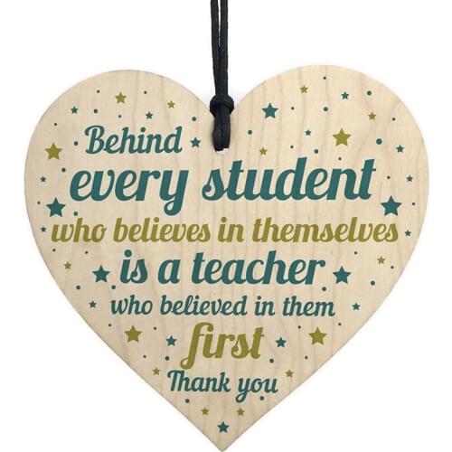 Teacher Gift Wooden Hanging Pendant Heart Plaque Decor Christmas Decorations For Home
