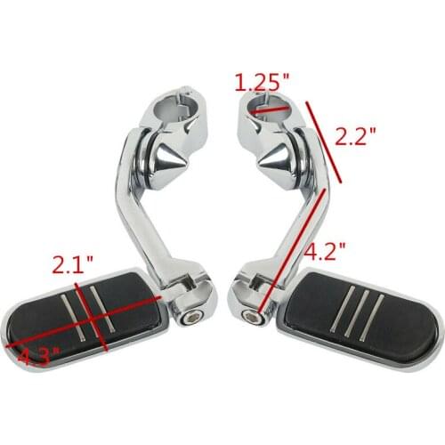 Chrome 1.25" Motorcycle Highway Foot Pegs Pedal Pad For Harley Heritage Softail Road Glide Custom Touring XXL 883 1200 Dyna