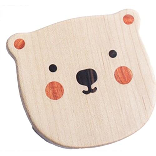 Walnut Coaster Cup Holder Cartoon Bear Carved Inlaid Wooden Mat Tray Decorative Plate Dinner Plate Mat