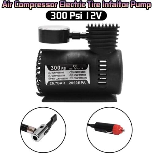 300 Psi 12V Portable Car Tire Inflator Mini Air Compressor Football Basketball Electric Pump Balloon Swimming Ring Air Pump