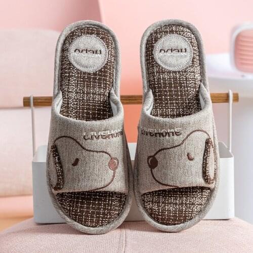 Men Women Slippers Spring Summer Cute Cartoon Dog Home Flip Flop Shoes Fashion Non-slip Flat Indoor Casual House Slides