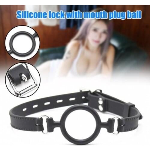 Silicone Ring Open Mouth Gag Leather Bondage Restraint Fetish Adult Oral Sex Toy A7