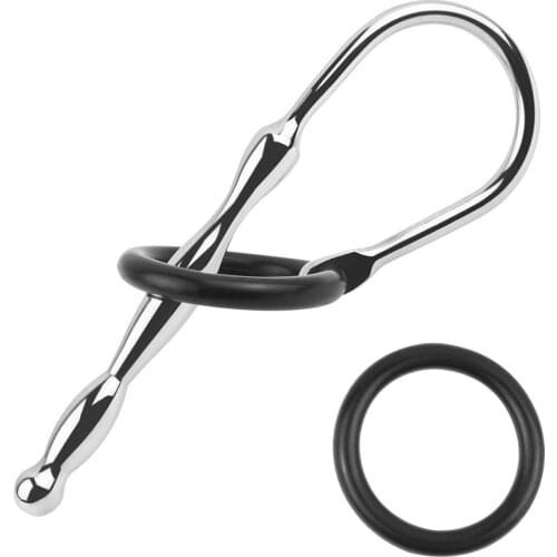 Stainless Steel Catheter Sound With Silicone Penis ring Urethral Dilators Penis Plug Urethral Sound Souding Sex Toys 608
