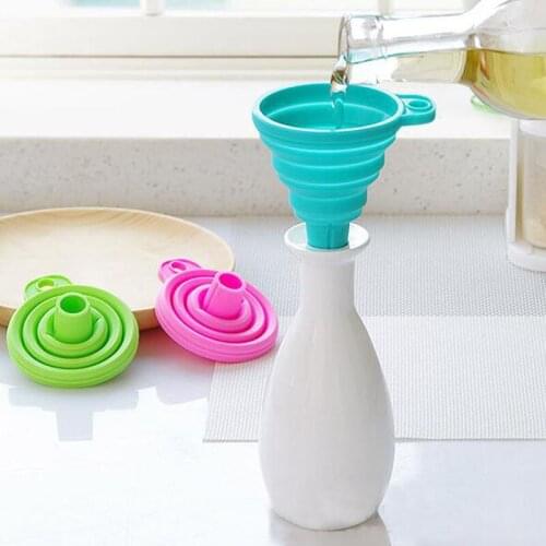 High quality mini Silicone Gel Foldable Collapsible Style Funnel Hopper Kitchen cooking tools Accessories gadgets outdoor