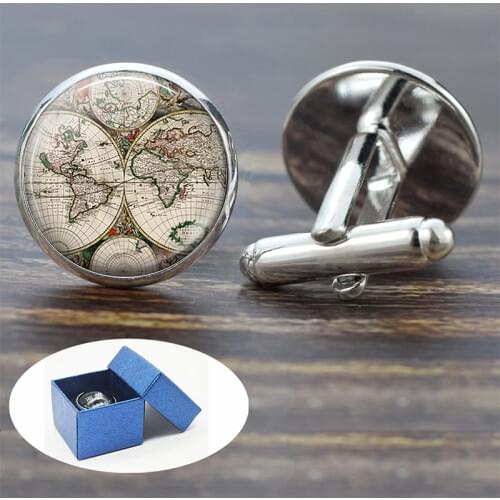 Earth World Map Globe Cufflinks for Mens Cuff Button Americas Europe Map Cuff Links Wedding Cufflinks Men Fashion Jewelry