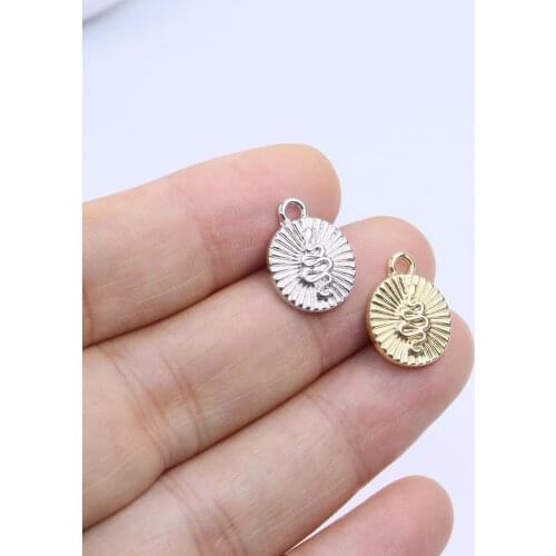 Eruifa 20pcs 12mm Popular Snake Coin Zinc Alloy Jewelry DIY Charms Pendant Women Girl Necklace, Earring Bracelet 2 Colors