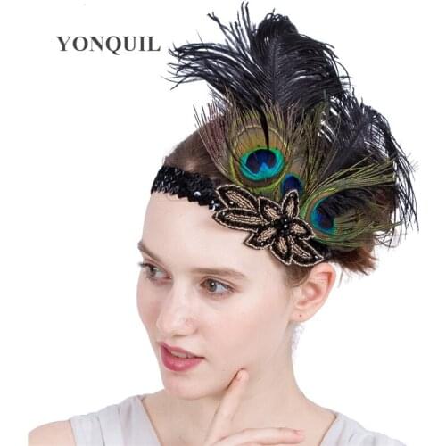 Vintage Fancy Feather Women Party Headband Wedding Ladies Race Headwear For Occasion Derby Hair Accessories Fascinator Headband