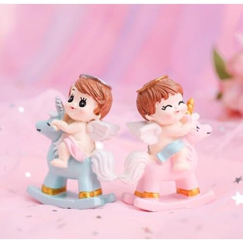 ZOCDOU 1 Piece Creative Cute Riding Angel Couple Small Statue Little Figurine Crafts Figure Ornament Miniatures