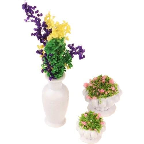 1:12 Dollhouse Miniature Green Plant In Pot Model Garden Decor Accessories